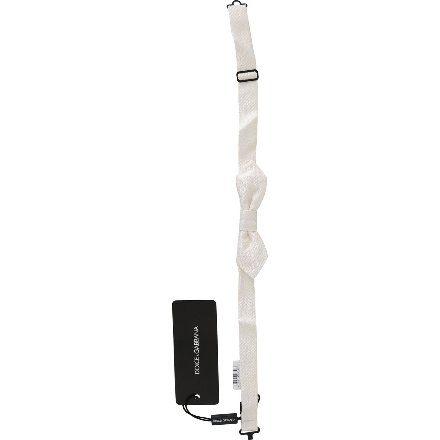 Dolce & Gabbana White 100% Silk Slim Adjustable Neck Papillon Men Tie FT1018