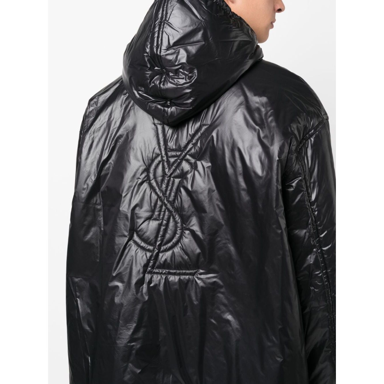 Saint Laurent Cassandre logo-embossed hooded raincoat Jackets