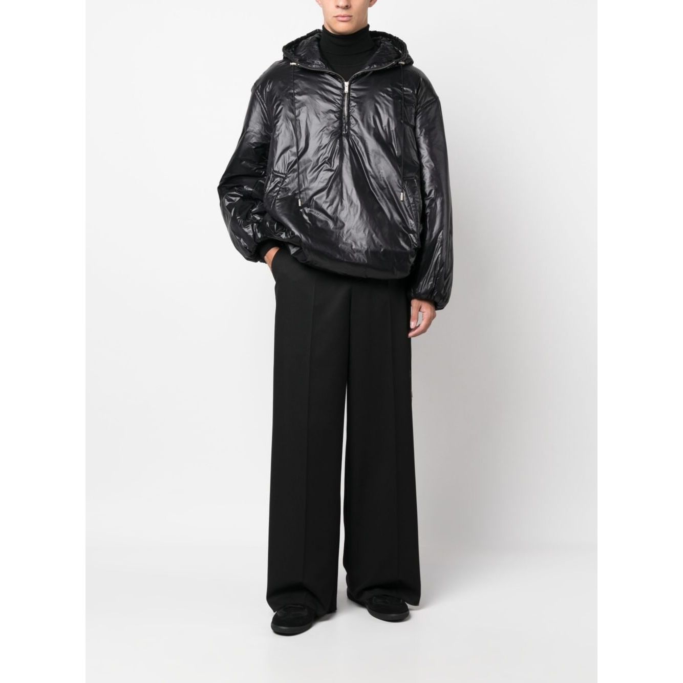 Saint Laurent Cassandre logo-embossed hooded raincoat Jackets