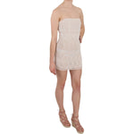 John Richmond Beige Beaded Silk Short Mini Gown Dress DR1689-38