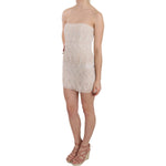 John Richmond Beige Beaded Silk Short Mini Gown Dress DR1689-38