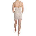 John Richmond Beige Beaded Silk Short Mini Gown Dress DR1689-38
