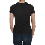 Exte Black Hearts Print Short Sleeve Casual Shirt Top