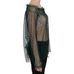 PINK MEMORIES Green Mesh See Through Long Sleeve Top Blouse