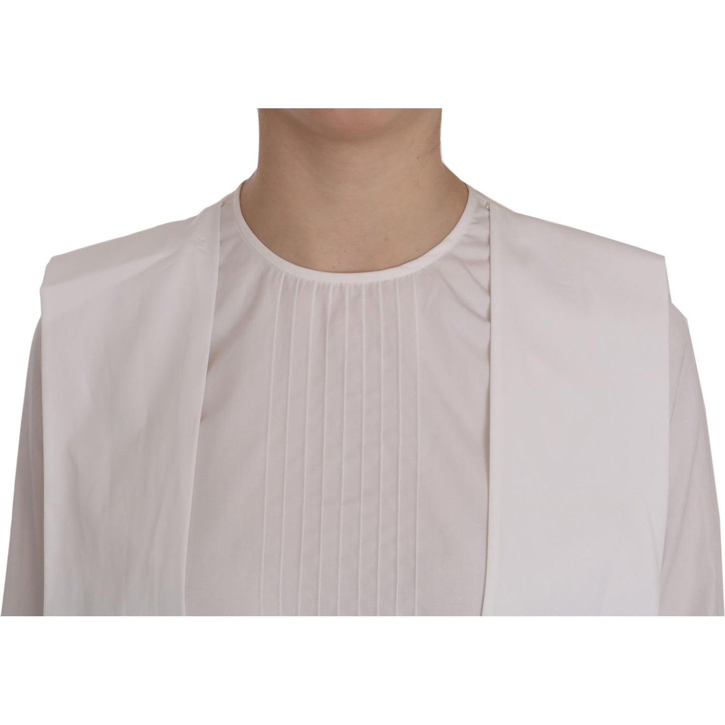Dsquared² White Crew Neck Long Sleeve Cotton Blouse JKT521-38