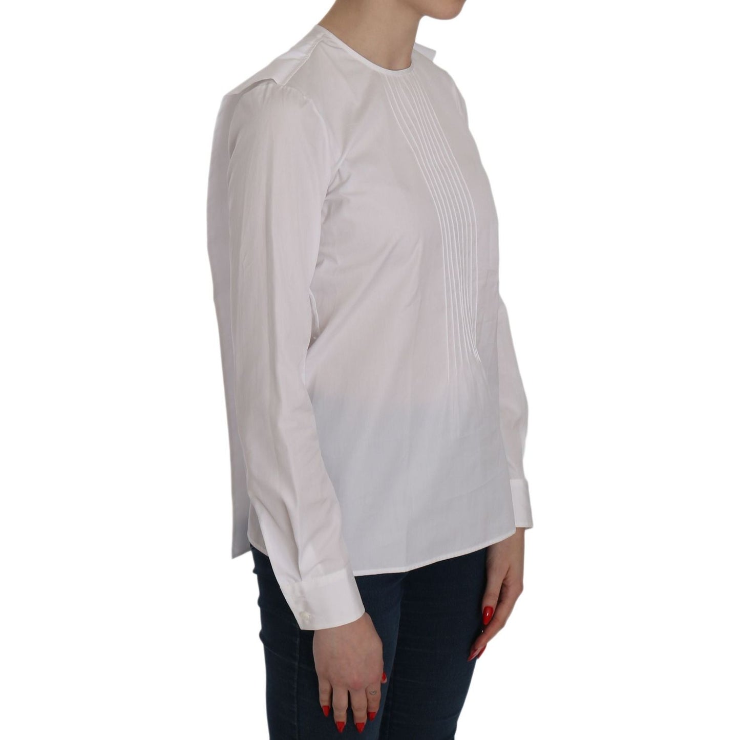 Dsquared² White Crew Neck Long Sleeve Cotton Blouse JKT521-38
