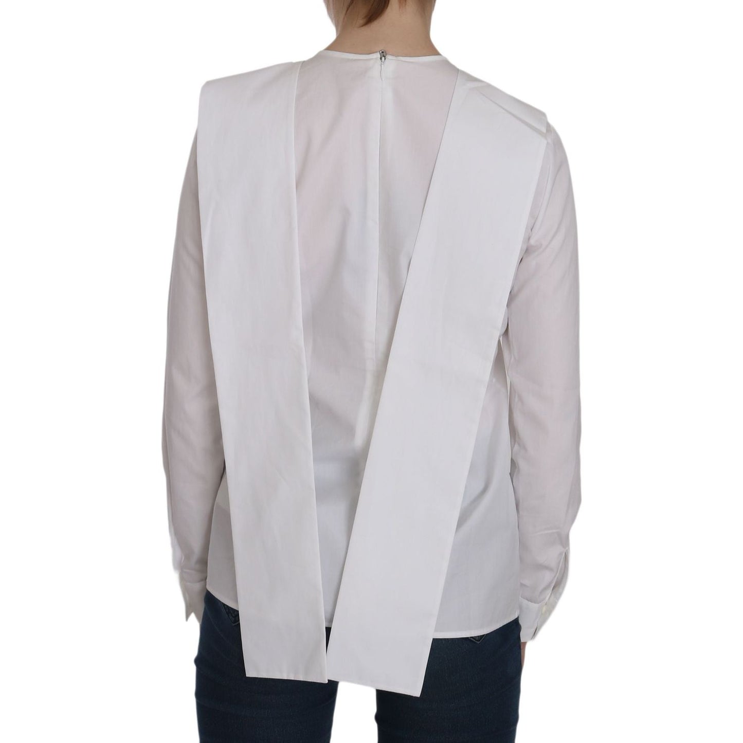 Dsquared² White Crew Neck Long Sleeve Cotton Blouse JKT521-38