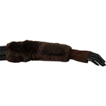 Dolce & Gabbana Brown Elbow Length Finger Less Fur Gloves LB1006-7.5