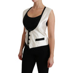 Dolce & Gabbana White Waistcoat Slim Vest Silk Top TSH4505-40