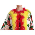 Dolce & Gabbana White Floral Coat Capte Fur Roses Jacket JKT2573-40