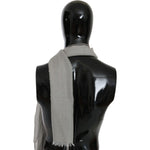 Costume National Gray Fringe Neck Wrap Cotton Scarf Scarves