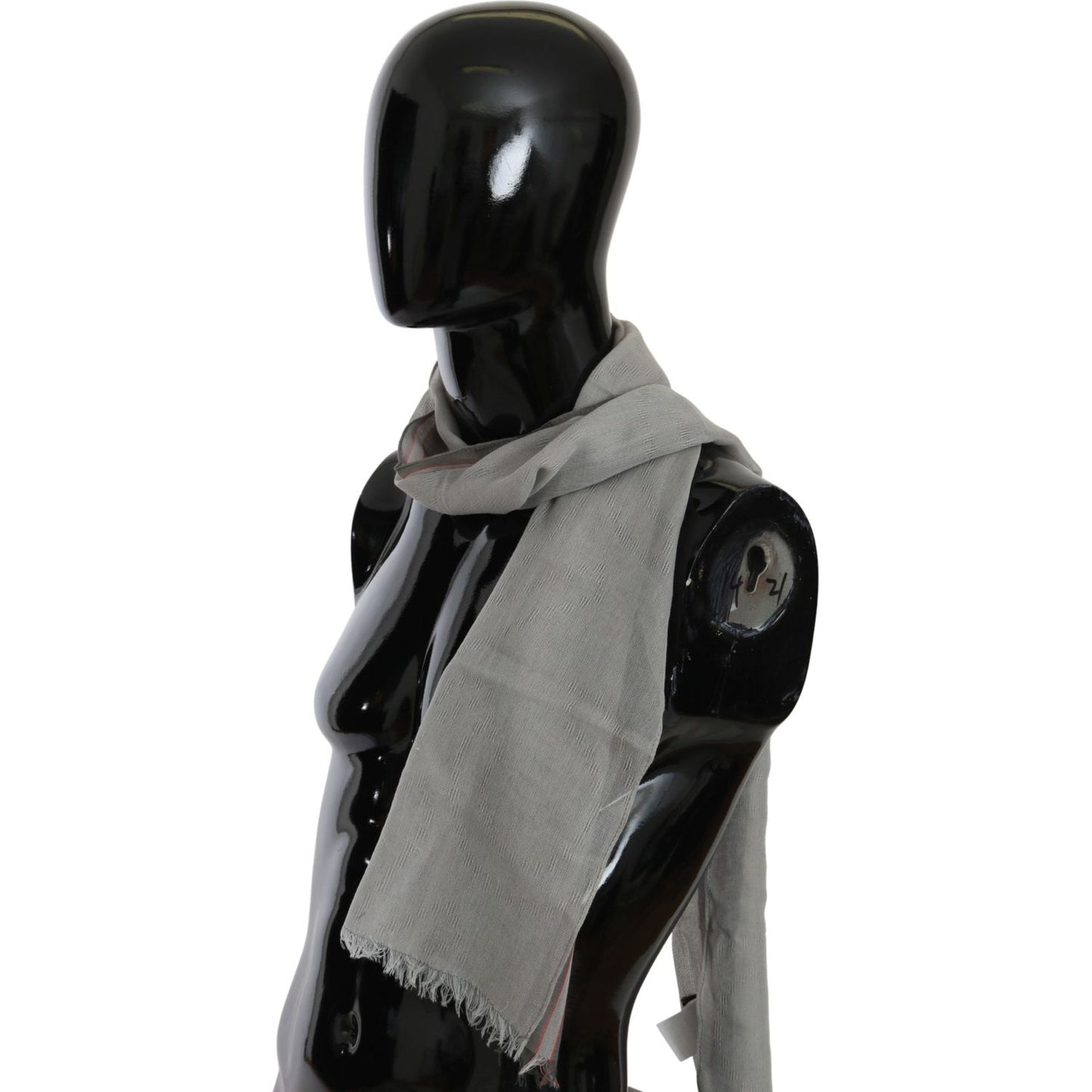 Costume National Gray Fringe Neck Wrap Cotton Scarf Scarves