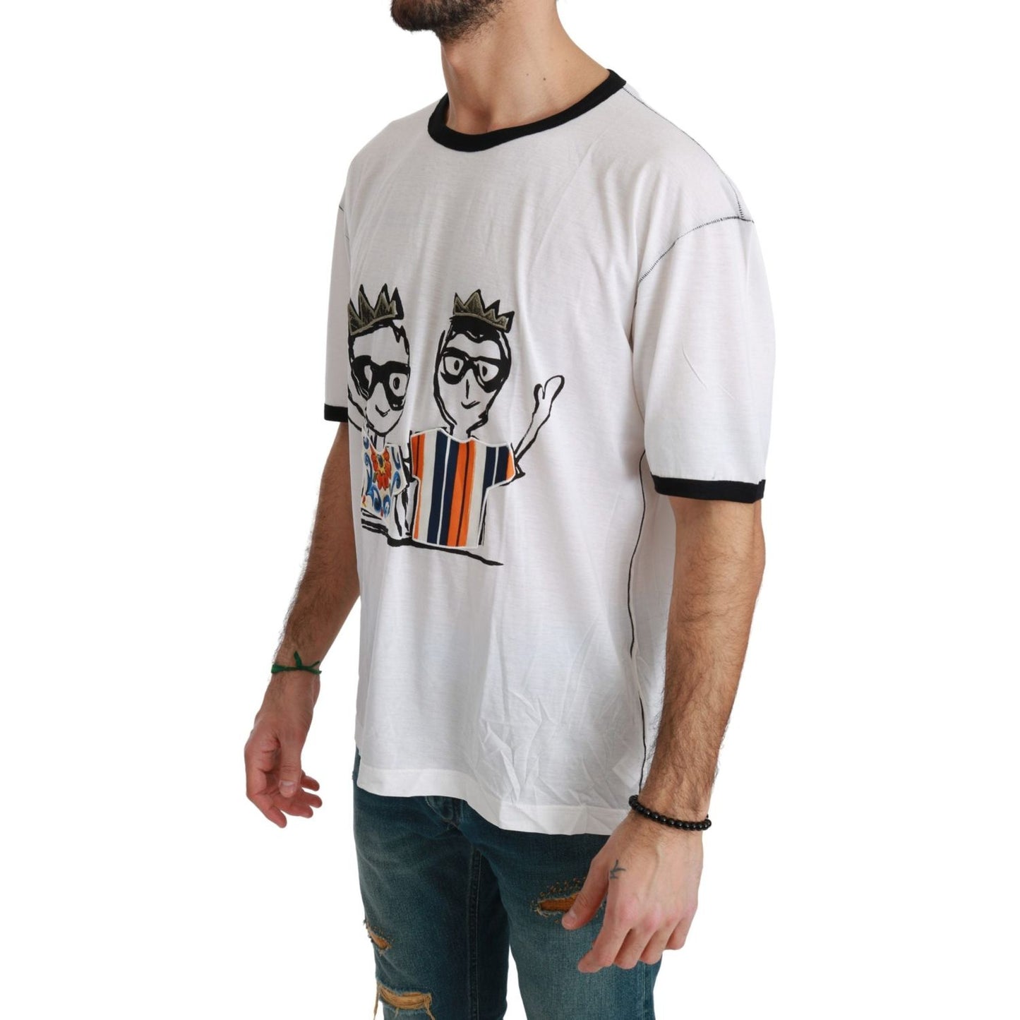 Dolce & Gabbana White Men Print #dgfamily Cotton T-shirt TSH4511-44