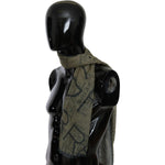 GF Ferre Green Wool Viscose Foulard Patterned Branded Scarf