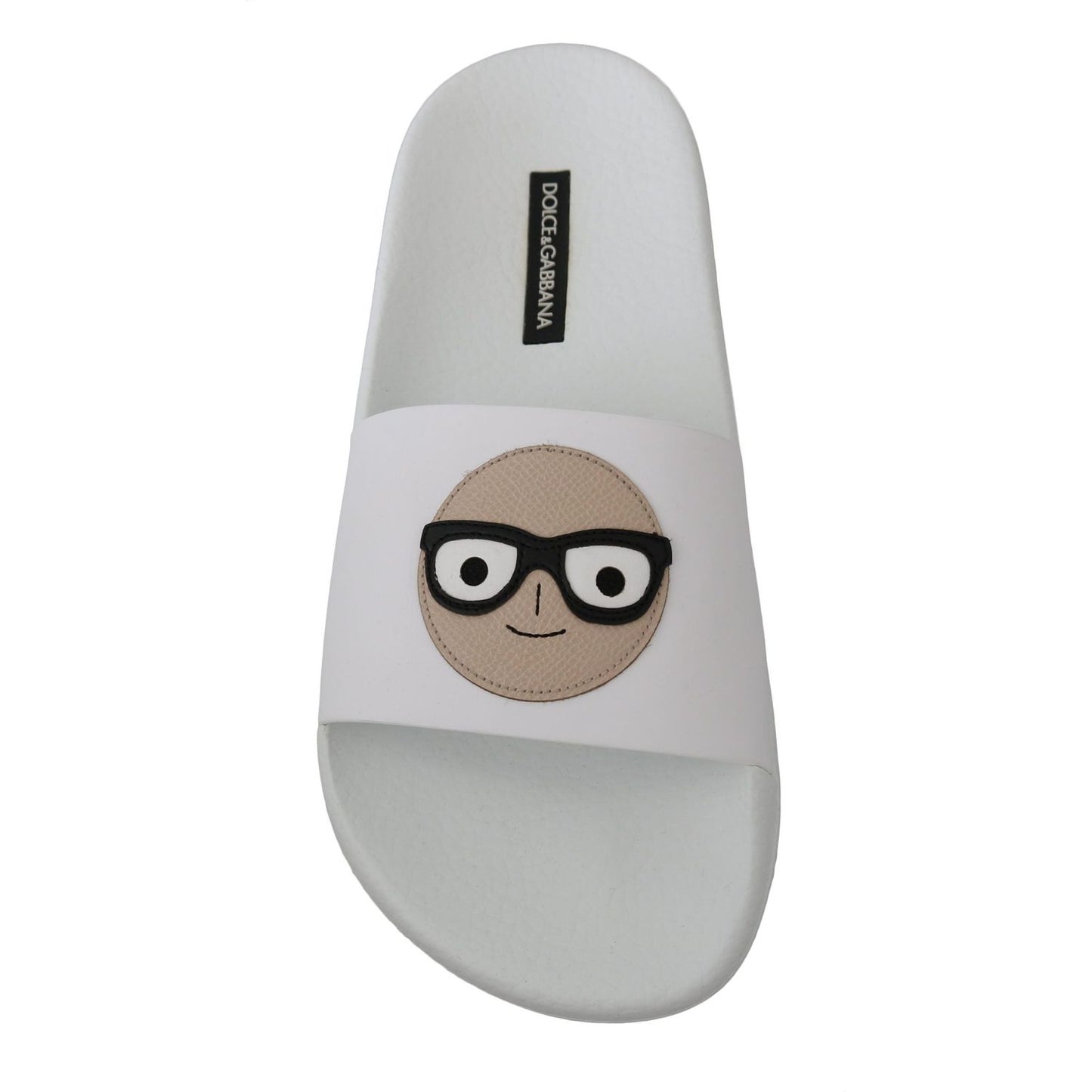 Dolce & Gabbana White Leather #dgfamily Slides Shoes Sandals LA6250-35