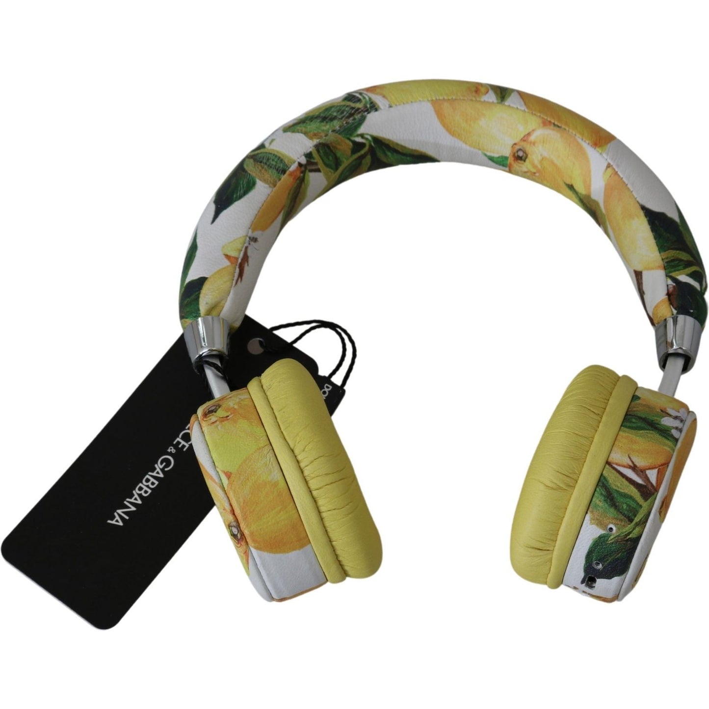 Dolce & Gabbana White Yellow Lemon Print Headset Headphones SMY7142