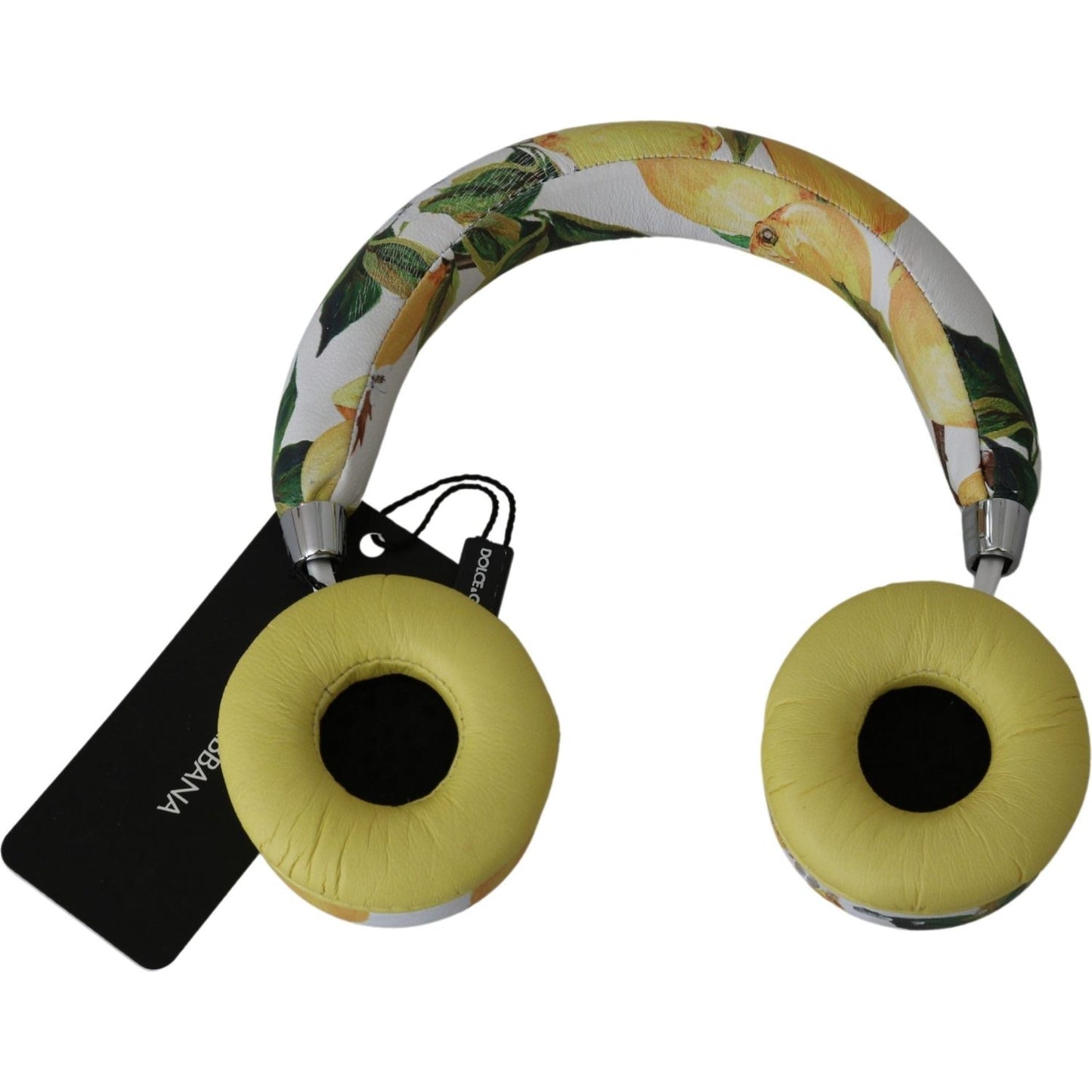 Dolce & Gabbana White Yellow Lemon Print Headset Headphones SMY7142