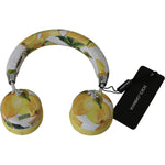 Dolce & Gabbana White Yellow Lemon Print Headset Headphones SMY7142