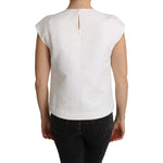 Dolce & Gabbana White Floral Brocade Blouse Cotton Top TSH4840-36