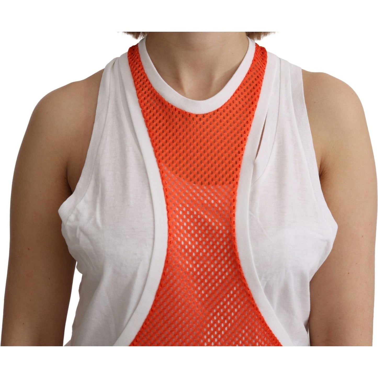 Dsquared² Orange White Crewneck Sleeveless Tank T-shirt Dress Top TSH5186-M