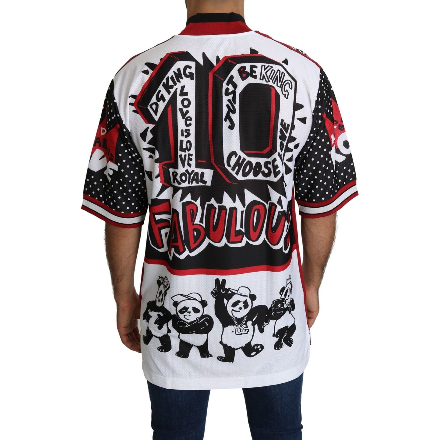 Dolce & Gabbana White King Panda Top Polyester Mens T-shirt TSH5183-46