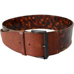 Ermanno Scervino Dark Brown Leather Wide Buckle Belt BEL8143-75