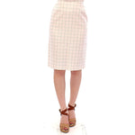 Andrea Incontri White Cotton Checkered Pencil Skirt GSS10711-2