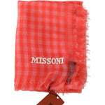 Missoni Orange Check Cashmere Unisex Wrap Fringes Scarf MS2127BG