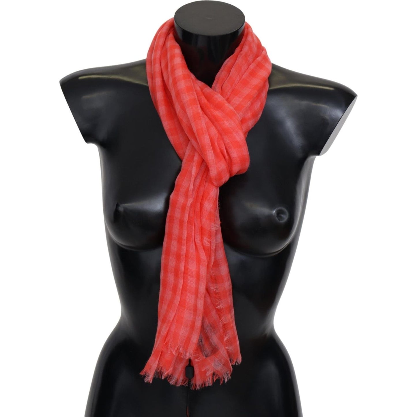 Missoni Orange Check Cashmere Unisex Wrap Fringes Scarf MS2127BG