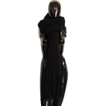 Dolce & Gabbana Black Virgin Wool Knitted Wrap Shawl Scarf