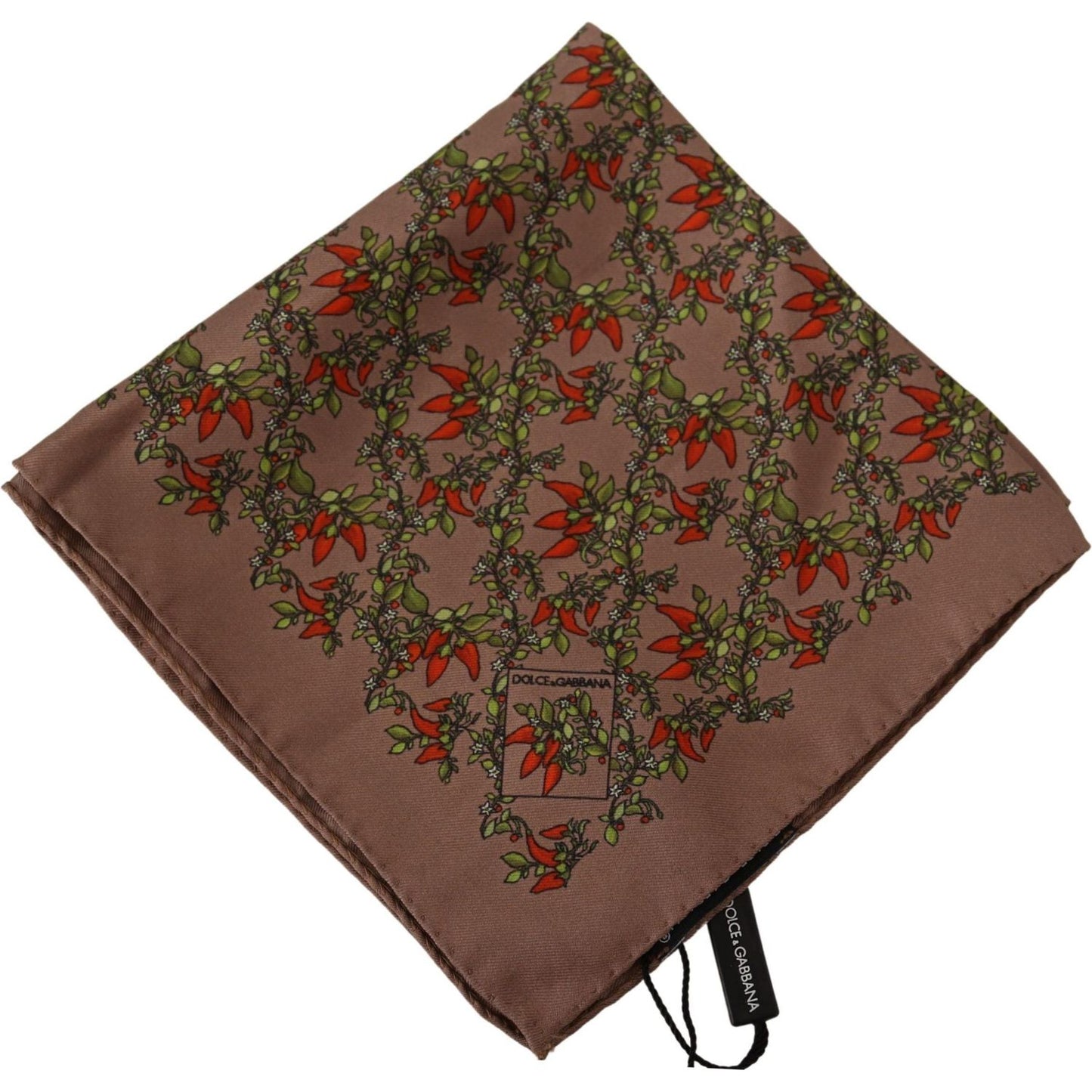 Dolce & Gabbana Brown Carrots Print Silk Handkerchief MS2186