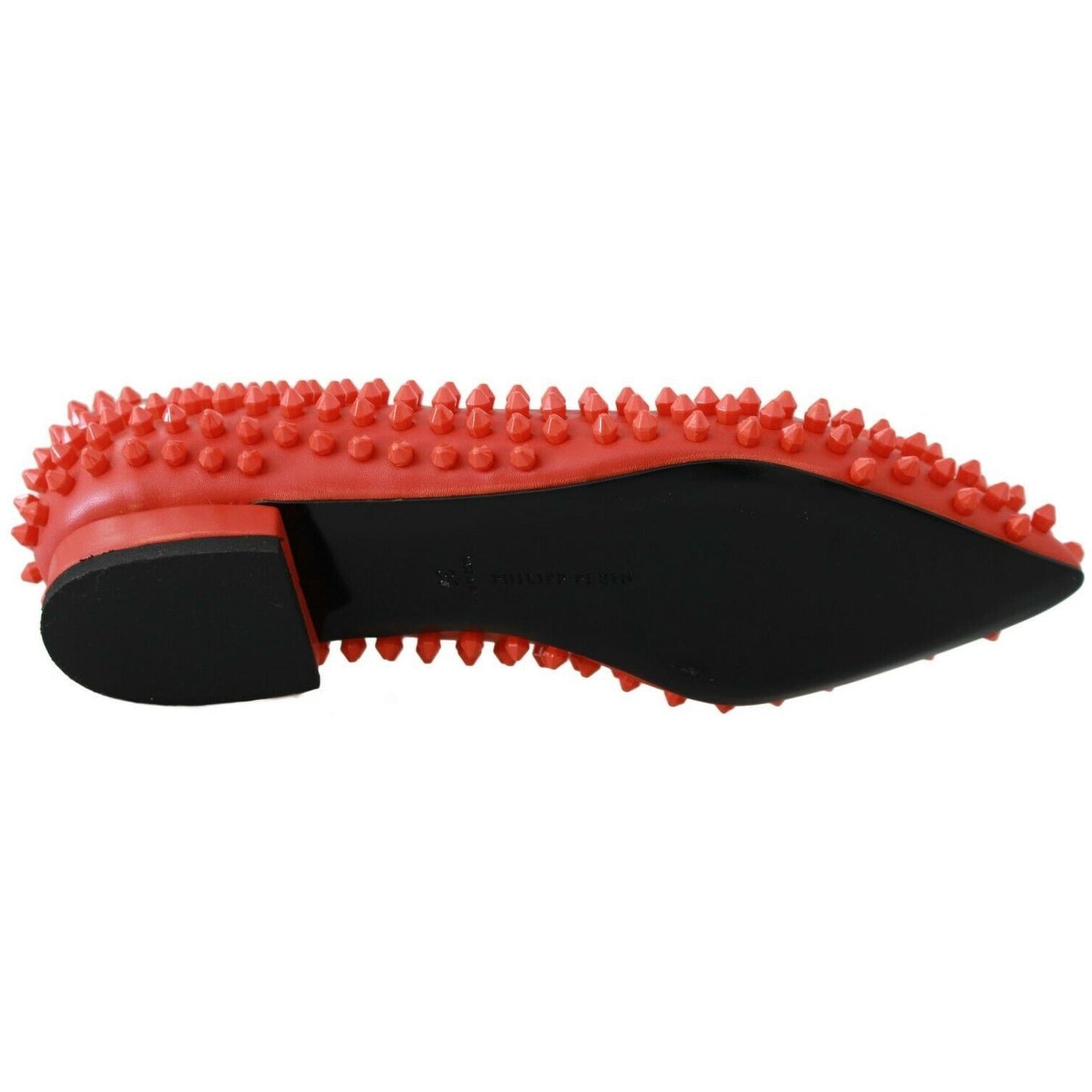 Philipp Plein Orange Leather Ballerina WHAT I DO Flats Shoes LA6121-35