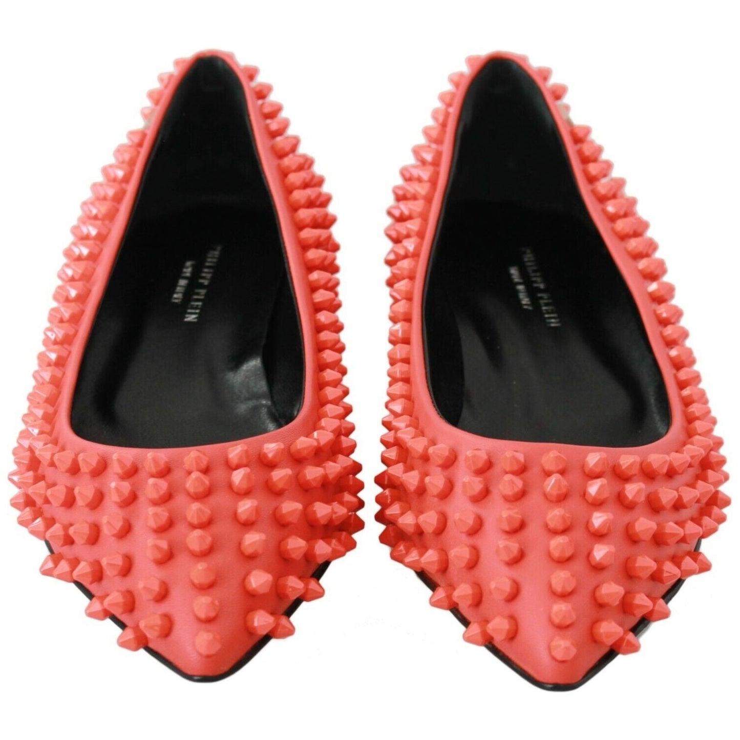 Philipp Plein Orange Leather Ballerina WHAT I DO Flats Shoes LA6121-35