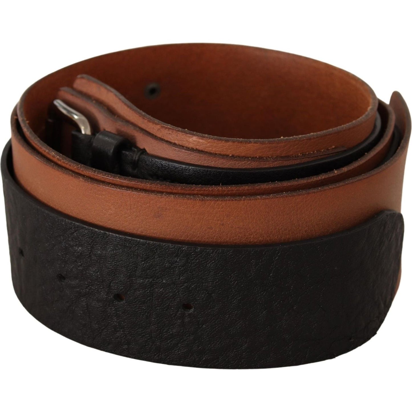 Costume National Black Brown Leather Silver Buckle BEL61047 -85