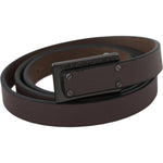 Costume National Brown Leather Tactical Logo Screw Buckle Belt BEL60971- 100