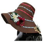 Dolce & Gabbana Brown Knitted Straw Floral Hat HAT20067 59
