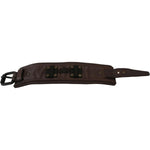 Scervino Street Brown Leather Branded Wide Buckle Closure Bracelet SMY7193