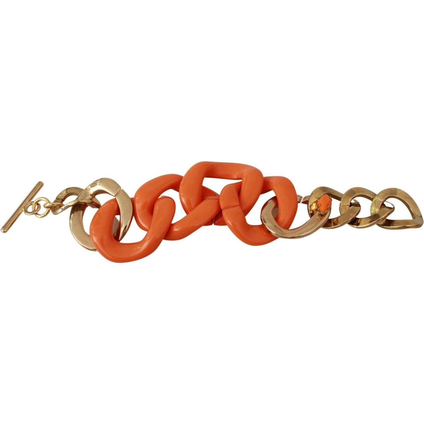 Ermanno Scervino Gold Orange Chain Wide Brass Plastic Bracelet SMY7033
