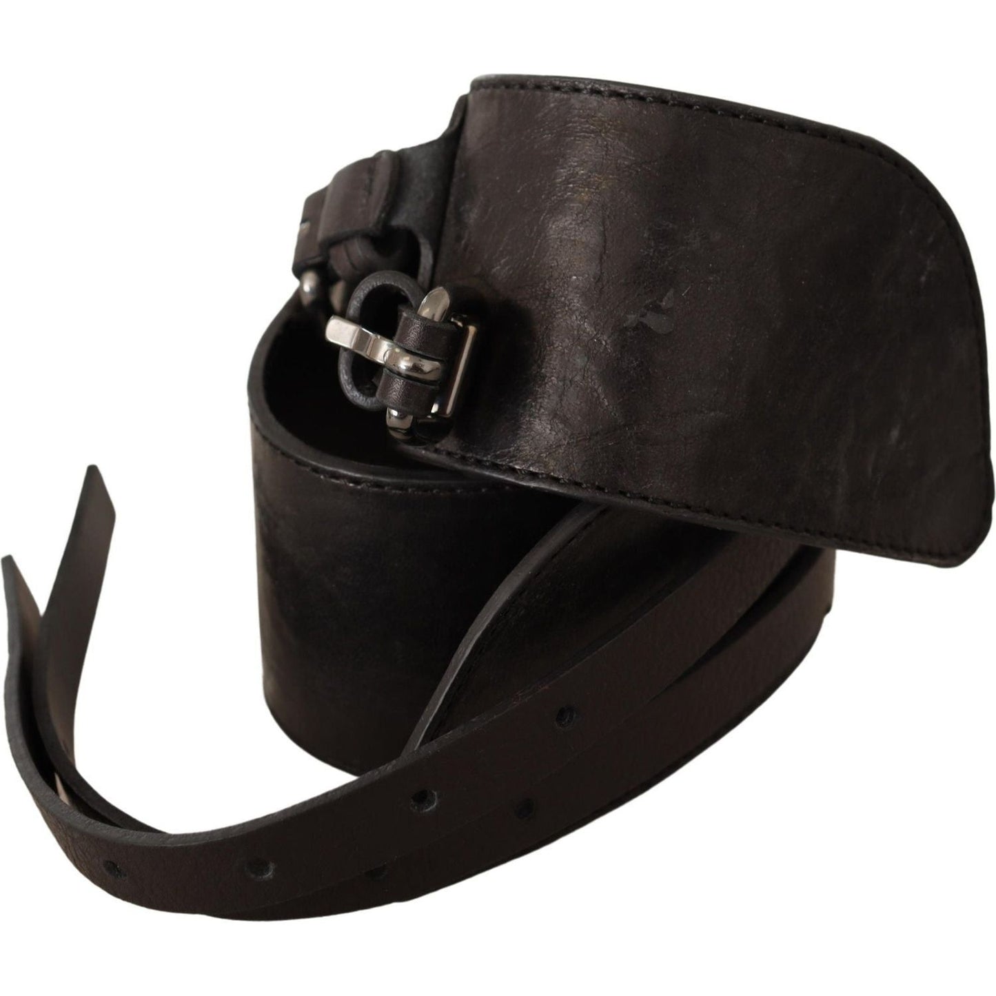 Costume National Dark Brown Leather Double Buckle Belt BEL61042 -70