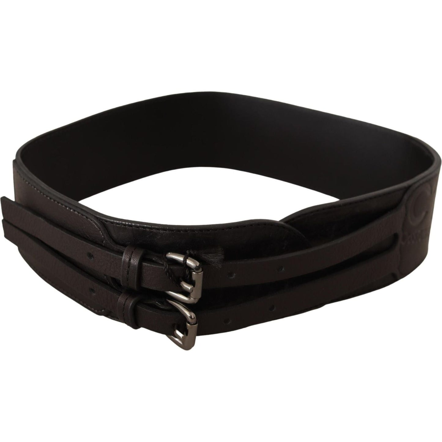 Costume National Dark Brown Leather Double Buckle Belt BEL61042 -70