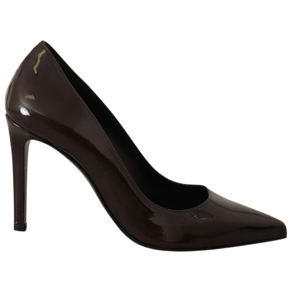 Sofia Brown Patent Leather Stiletto Heels Pumps Shoes LA9384 - 39