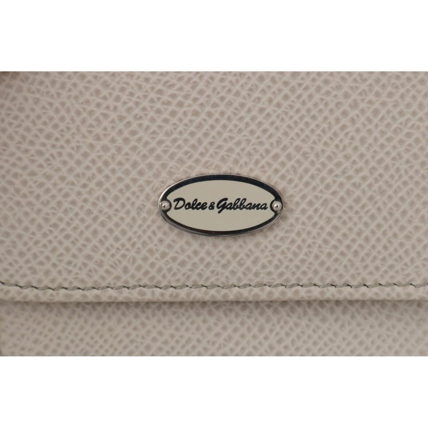 Dolce & Gabbana White Dauphine Leather Holder Pocket Wallet Condom Case VAS15181