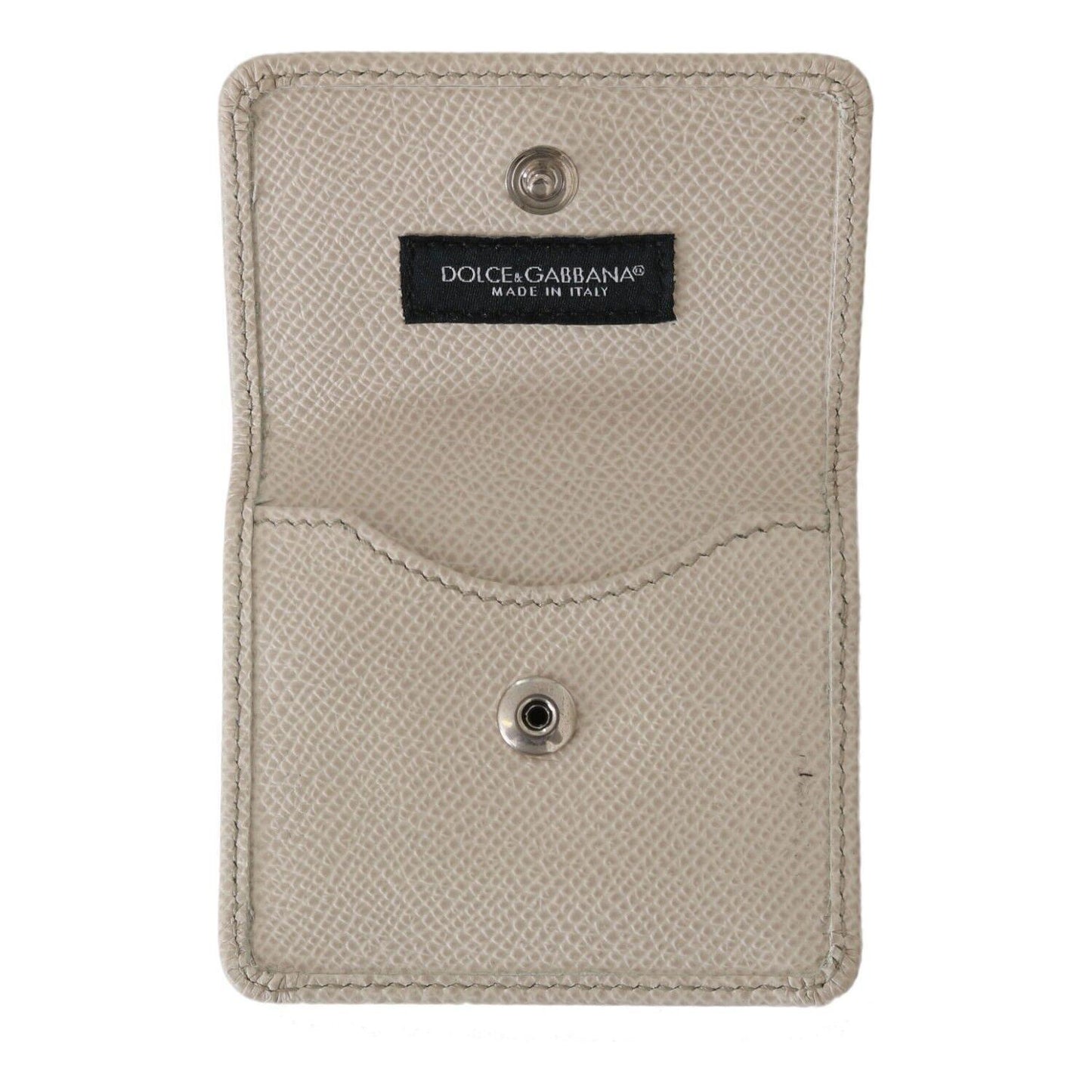 Dolce & Gabbana White Dauphine Leather Holder Pocket Wallet Condom Case VAS15181