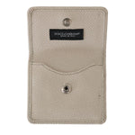 Dolce & Gabbana White Dauphine Leather Holder Pocket Wallet Condom Case VAS15181