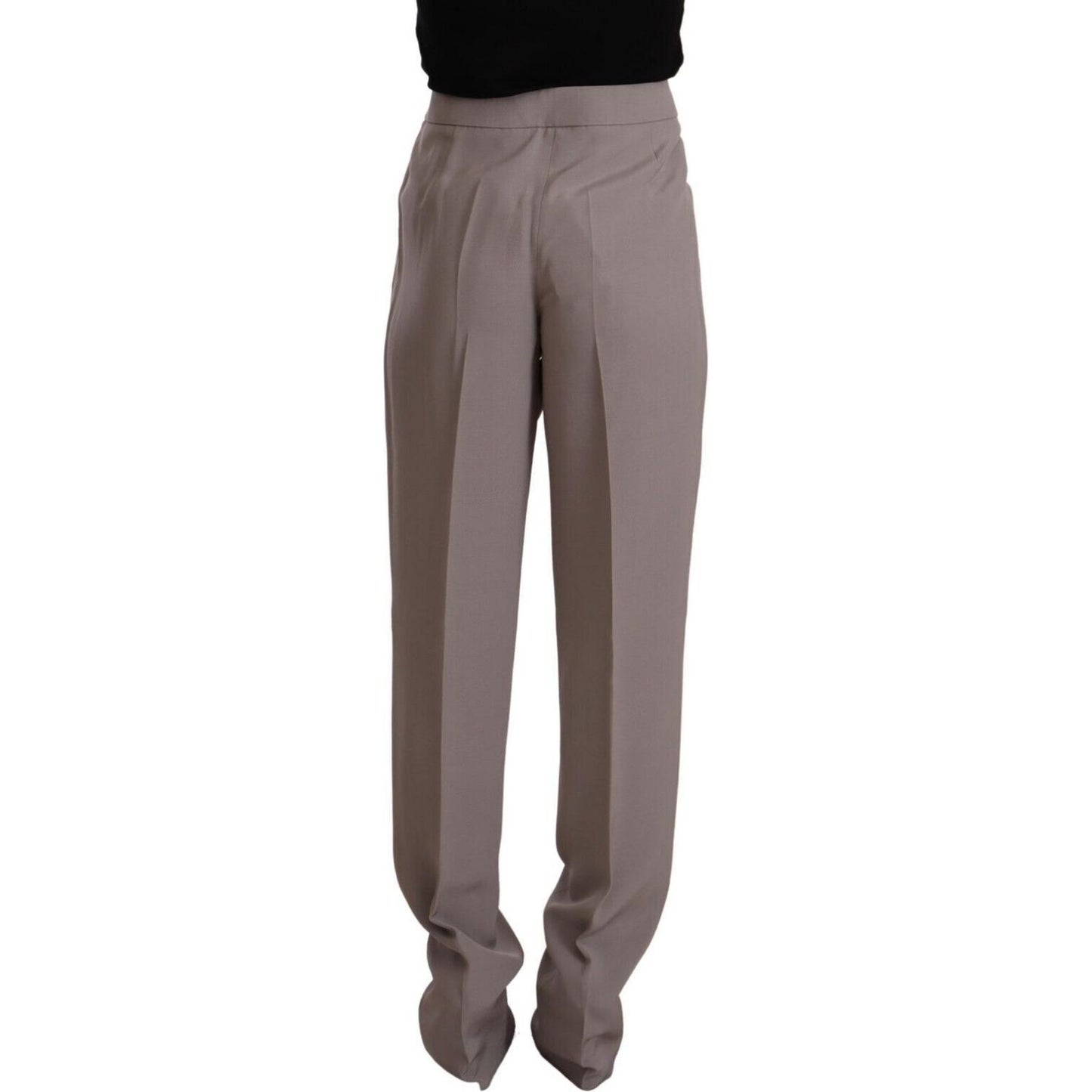 Armani Brown High Waist Silk Tapered Long Pants PAN72546 - 44