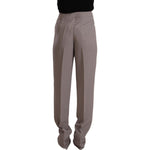 Armani Brown High Waist Silk Tapered Long Pants PAN72546 - 44