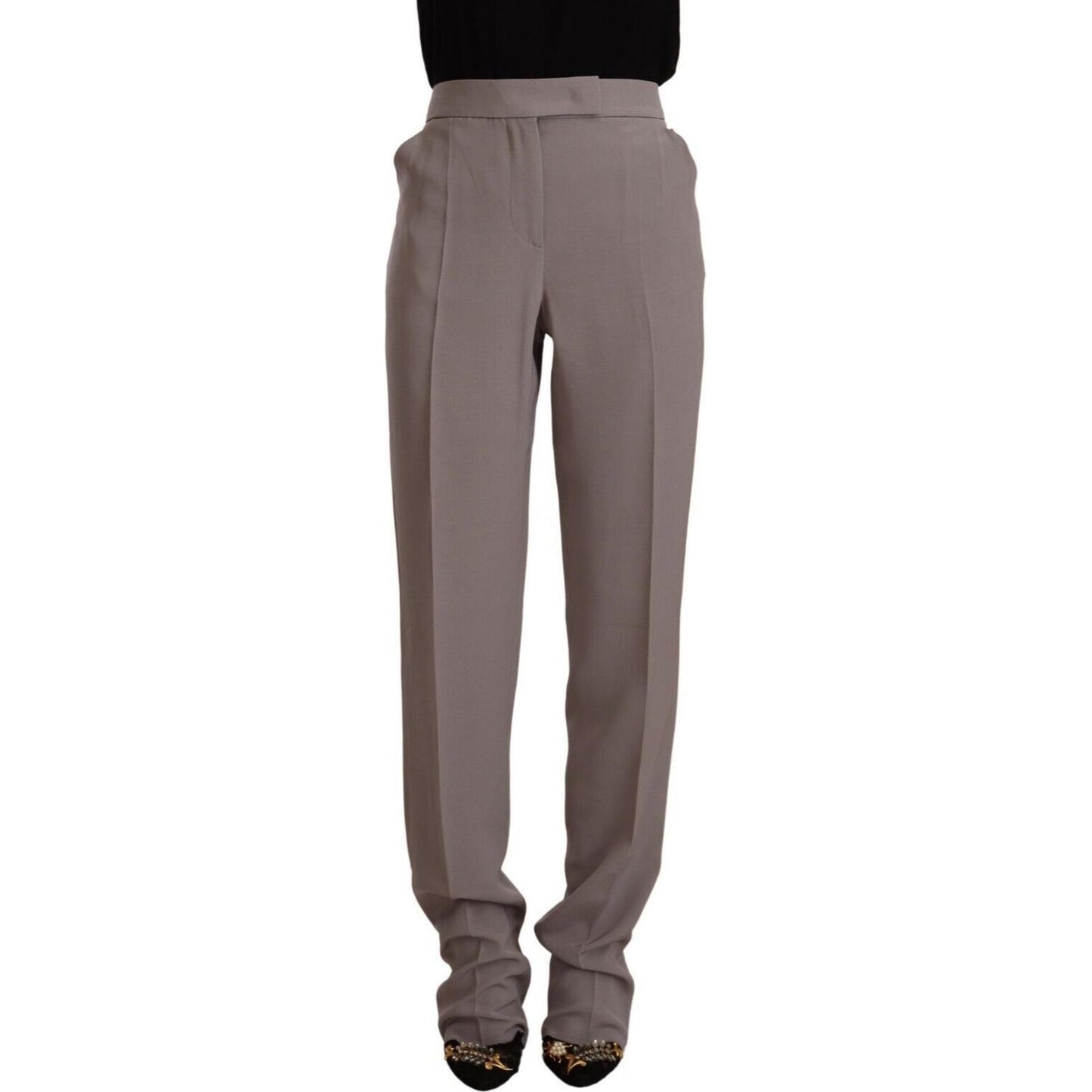 Armani Brown High Waist Silk Tapered Long Pants PAN72546 - 44