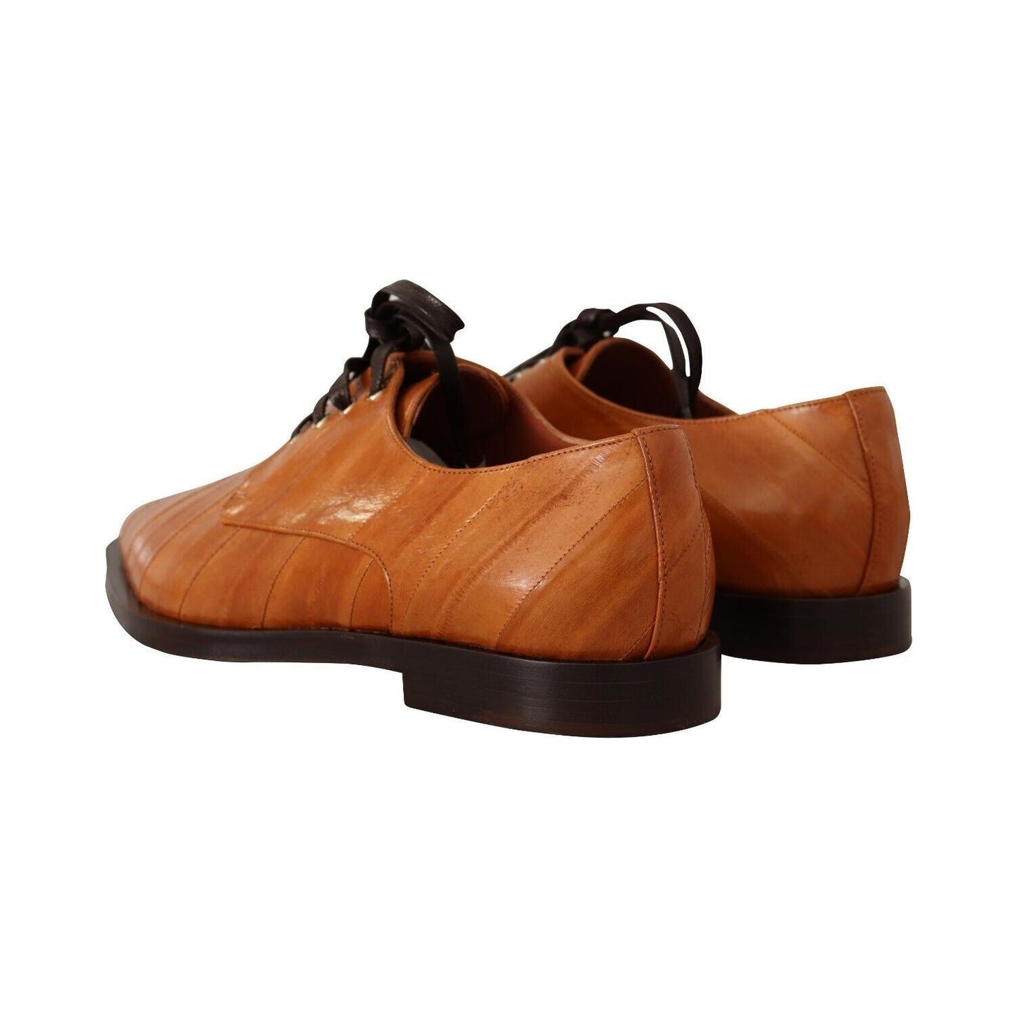 Dolce & Gabbana Brown Eel Leather Lace Up Formal Shoes LA9657 - 39