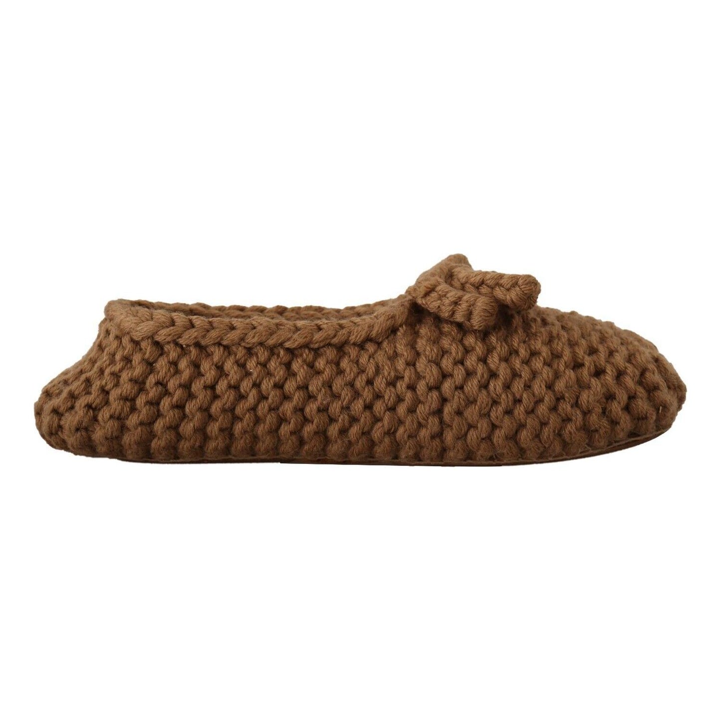 Dolce & Gabbana Brown Slip On Ballerina Flats Wool Knit Shoes LA9674 - 40