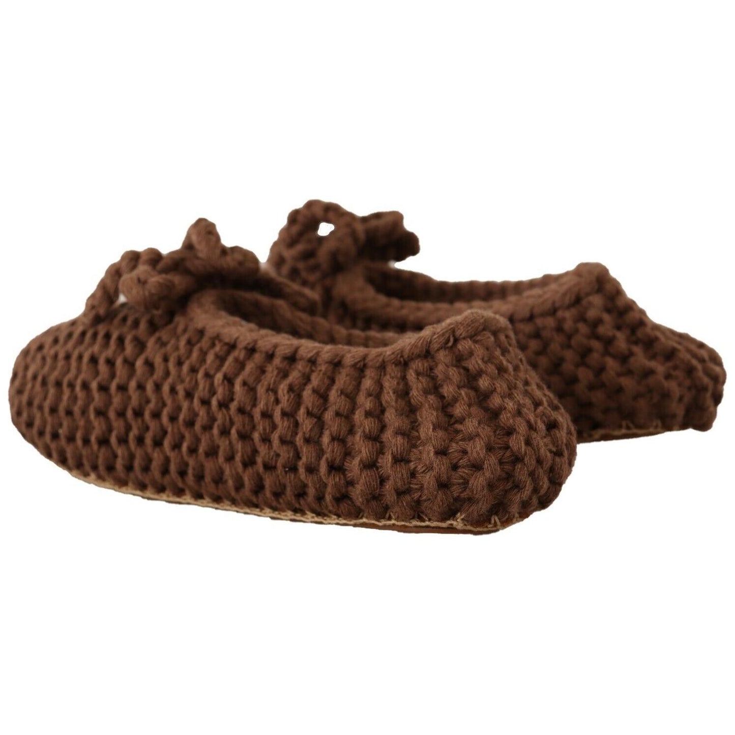 Dolce & Gabbana Brown Slip On Ballerina Flats Wool Knit Shoes LA9675 - 40